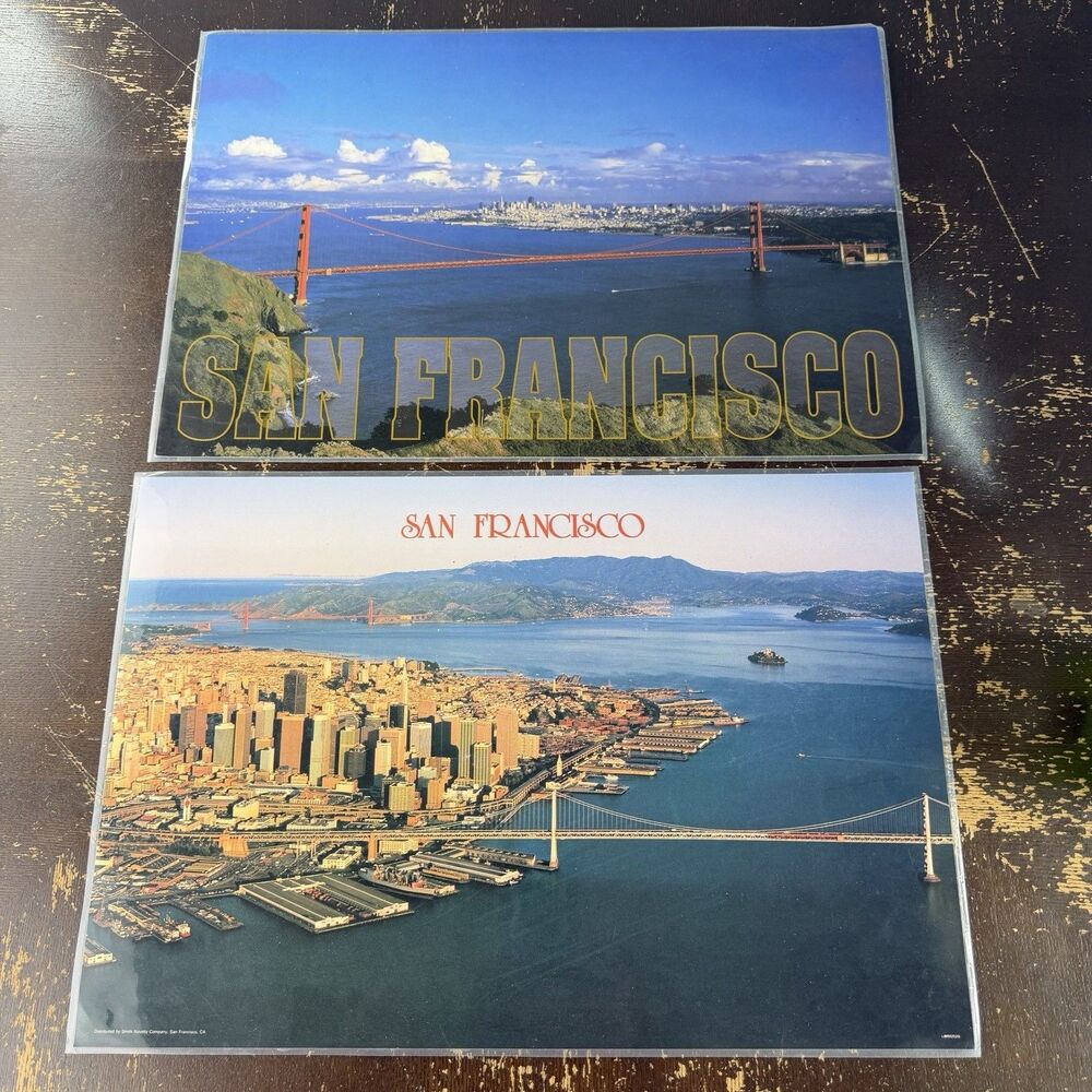Vintage San Francisco Souvenir Placemats Smith Novelty Co. Golden Gate Cable Car